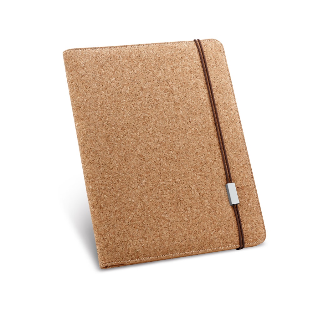 SERPA. Porte-documents A4 A4 en liège avec bloc de pages non lignées