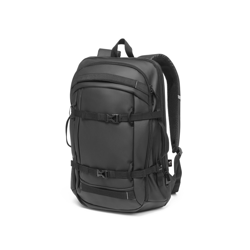 KAMPALA. Sac à dos pour ordinateur portable en polyester recyclé haute densité 900D, avec revêtement imperméable et doublure en polyester recyclé 210D 17'3"