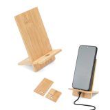 Vue 2 de GALEN. Support de téléphone portable en bambou, détachable en deux parties