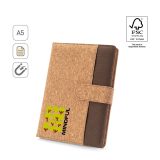 Vue 6 de FIELDING. Classeur A5 en liège et polyester recyclé (100 % rPET) avec bloc-notes amovible