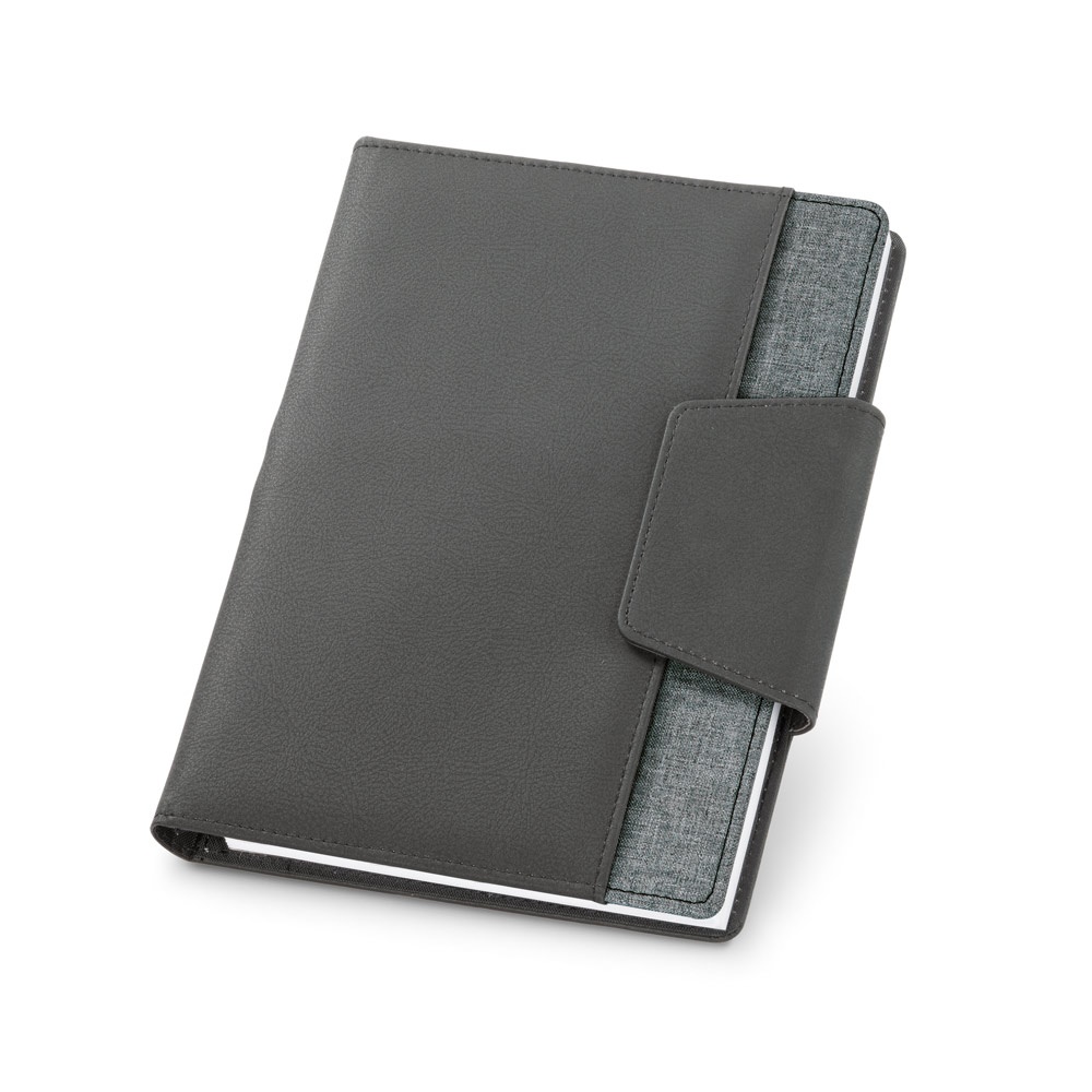 RUSSEL. Couverture en PU et tissu polyester avec bloc-notes A5 avec pages unies