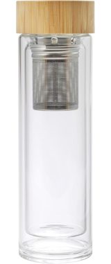 Vue 4 de Gourde Vicente | Verre | Couvercle bambou | 420 ml