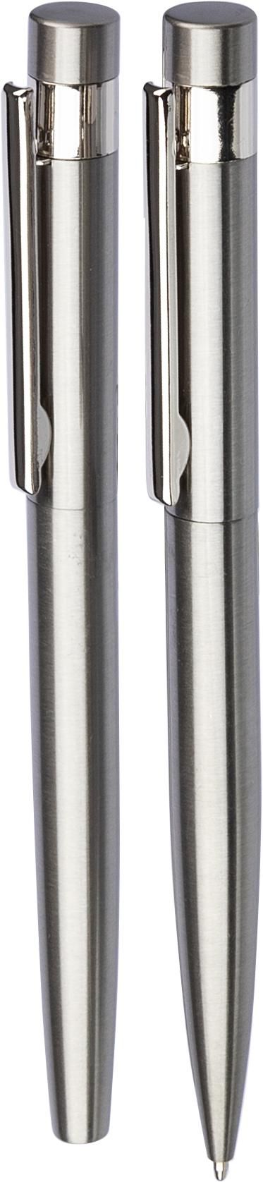 Set d'écriture Fritz | Inox | Stylo bille twist et rollerball