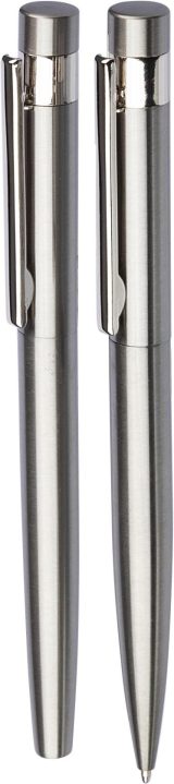 Vue 2 de Set d'écriture Fritz | Inox | Stylo bille twist et rollerball