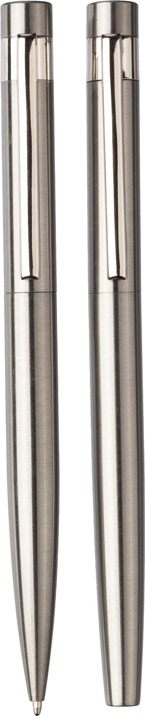 Set d'écriture Fritz | Inox | Stylo bille twist et rollerball