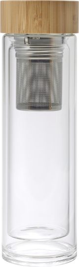 Vue 1 de Gourde Vicente | Verre | Couvercle bambou | 420 ml