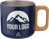 Vue 6 de Mug Dwight | Inox | Manche en bois | 400 ml