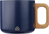 Vue 2 de Mug Dwight | Inox | Manche en bois | 400 ml
