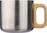 Vue 2 de Mug Dwight | Inox | Manche en bois | 400 ml