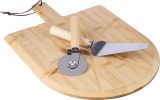 Vue 2 de Planche à pizza Vale | Bambou | Avec coupe-pizza et spatule