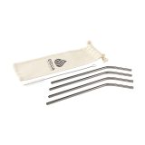Vue 1 de Reusable 4 pieces Straw Set paille acier inoxydable
