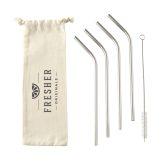 Vue 2 de Reusable 4 pieces Straw Set paille acier inoxydable
