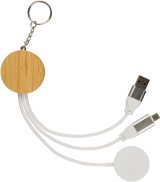 Vue 1 de Porte-clés avec câbles de charge Mei | Bambou | Avec chargeur de montre connectée