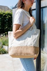 Vue 9 de Sac shopping Diego | Coton 280 g/m² | Fond jute