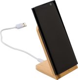 Vue 3 de Chargeur sans fil Claudie | Bambou | Support pour téléphone