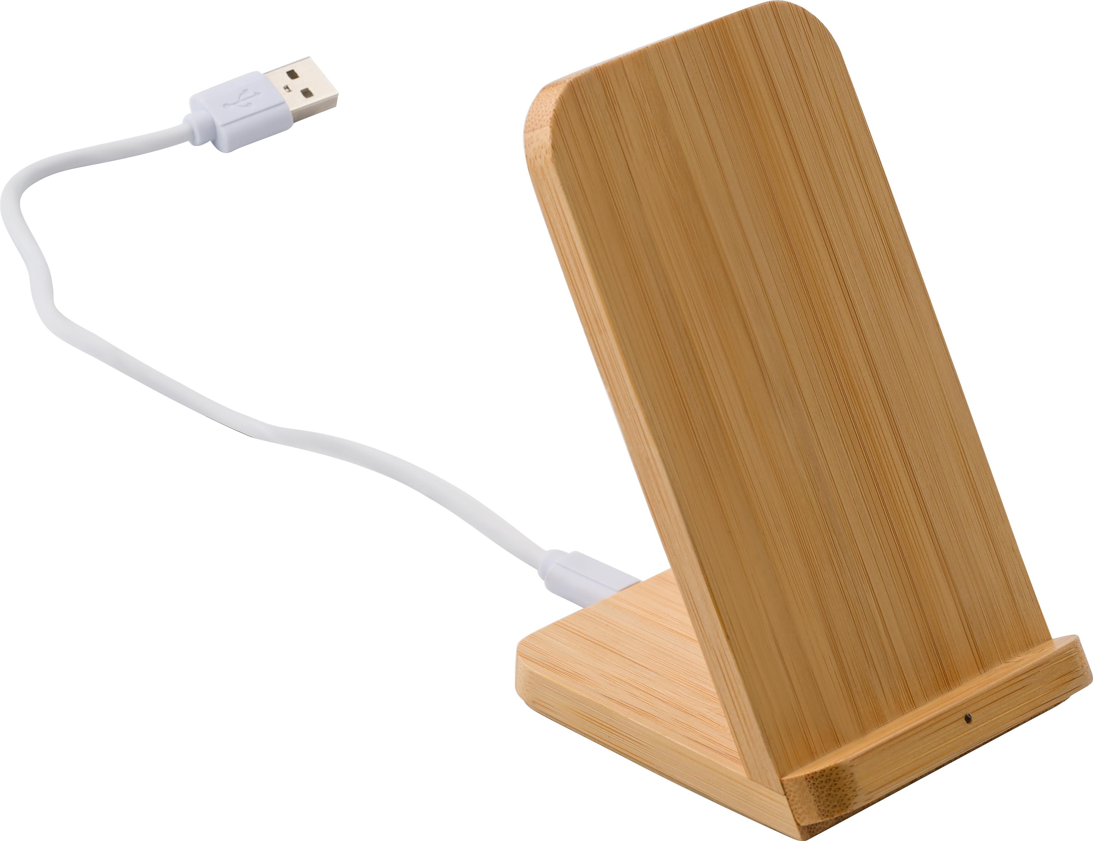 Chargeur sans fil Claudie | Bambou | Support pour téléphone