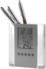 Vue 1 de Horloge de bureau Carter | Porte-stylos