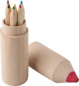 Vue 2 de Set de crayons de couleur Francis | Support en bois | 6 crayons