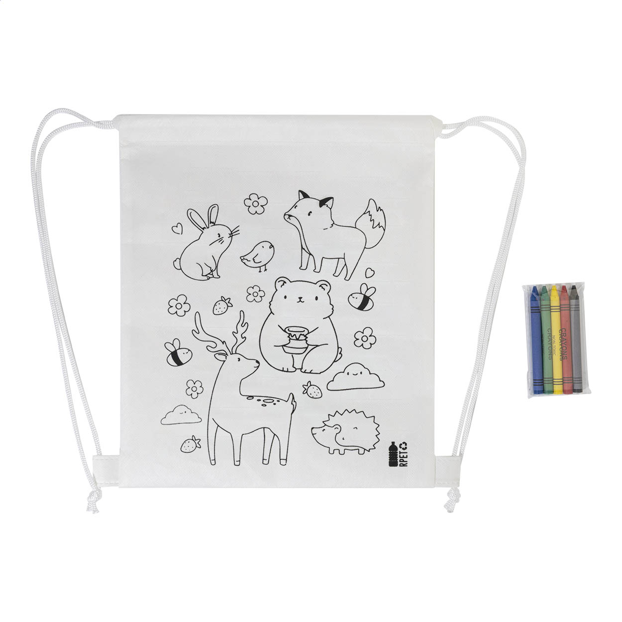 Zocolo Sac à cordon de coloriage RPET, animaux