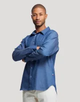 Vue 2 de Denim Chemise MIF Homme Manches Longues Kant_D