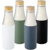 Vue 12 de Bouteille Hulan de 540 ml en acier inoxydable avec cuivre et isolation par le vide avec couvercle en bambou