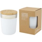 Vue 3 de Gobelet Lagan de 330 ml en acier inoxydable avec isolation par le vide et couche de cuivre, avec couvercle en bambou