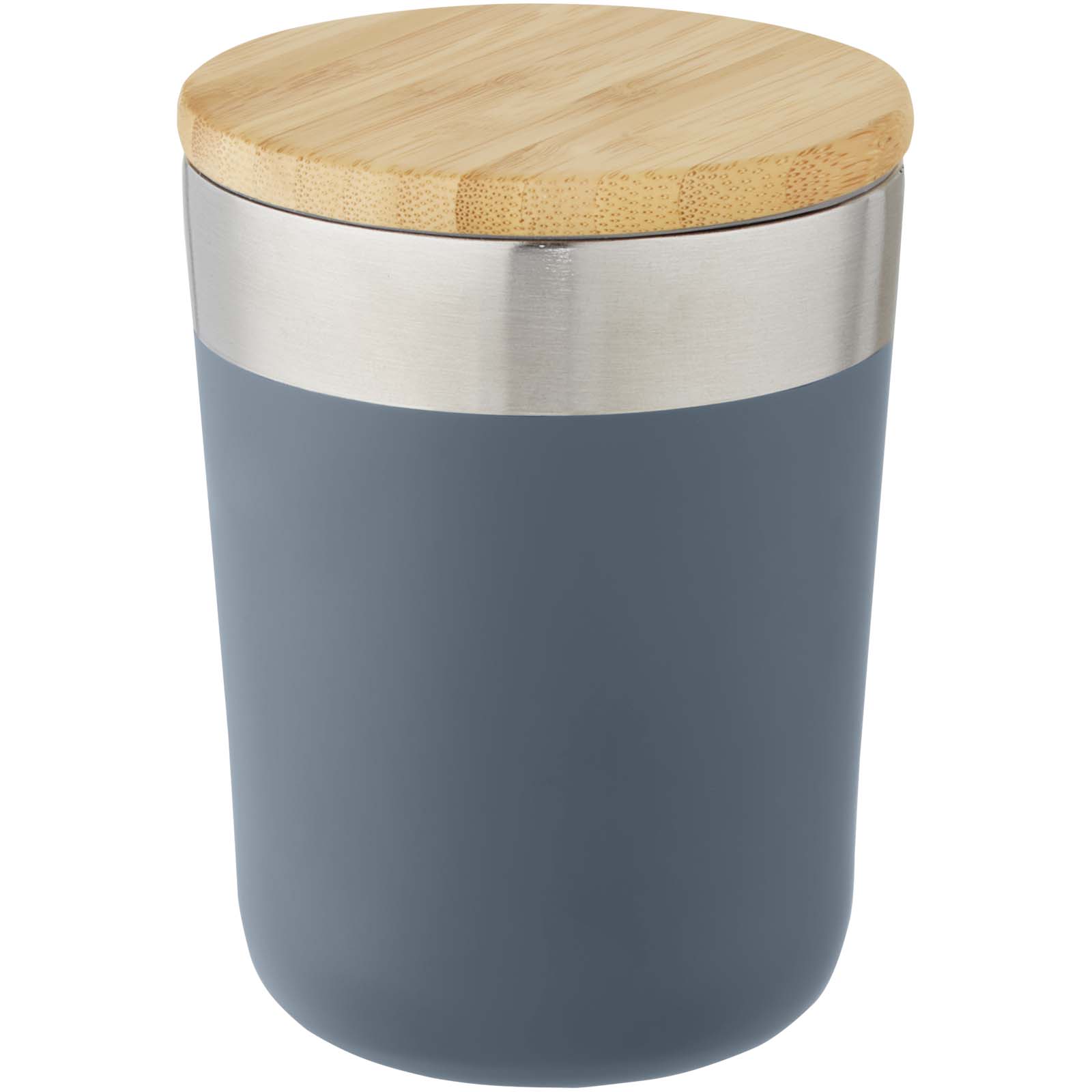 Gobelet Lagan de 330 ml en acier inoxydable avec isolation par le vide et couche de cuivre, avec couvercle en bambou