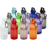 Vue 4 de Bouteille d'eau Oregon de 400 ml en plastique recyclé avec mousqueton