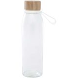 Vue 2 de Bouteille d'eau en verre Porto de 500 ml avec poignée en silicone et couvercle en bambou
