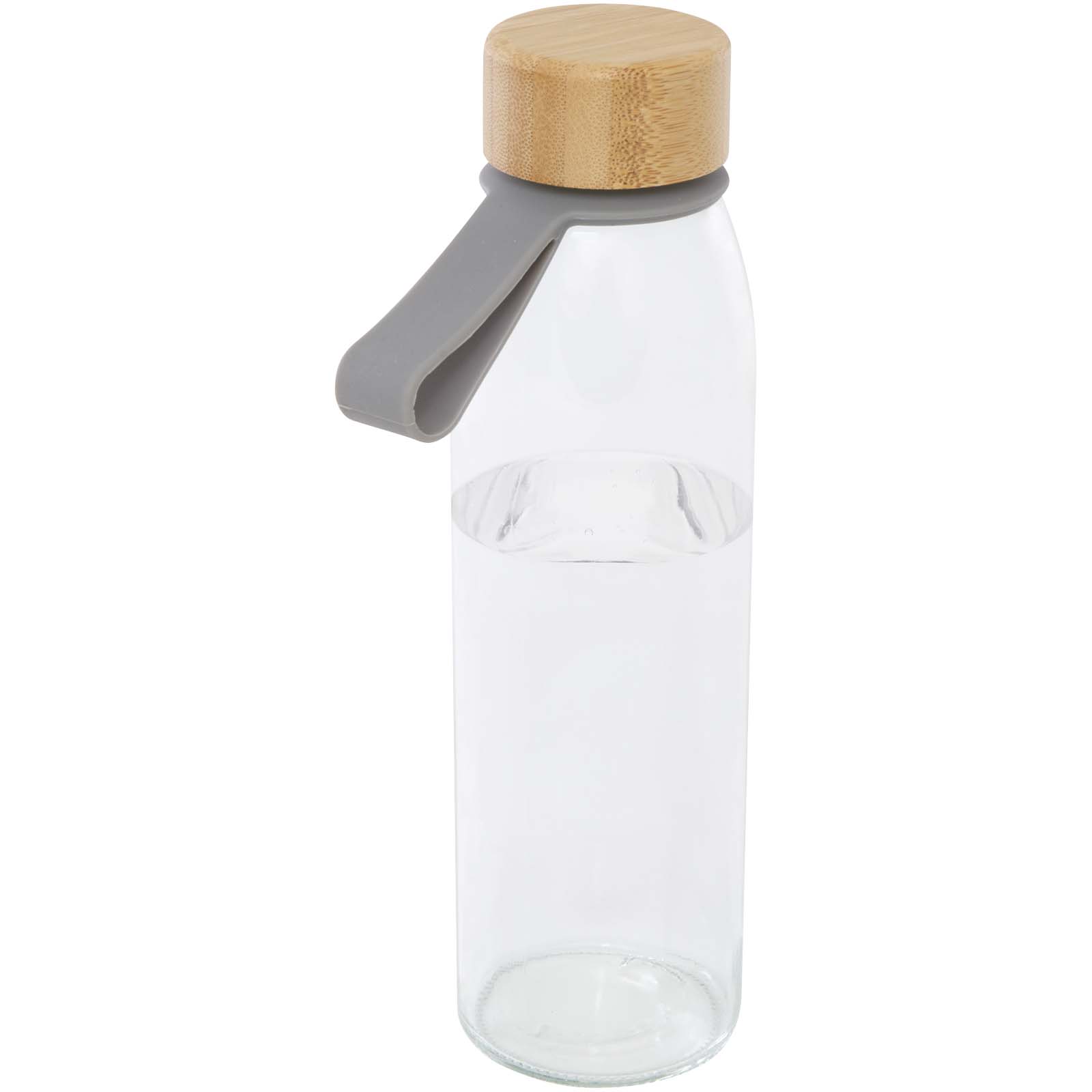 Bouteille d'eau en verre Porto de 500 ml avec poignée en silicone et couvercle en bambou