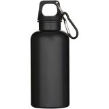 Vue 2 de Bouteille d’eau Oregon de 400 ml en plastique recyclé uni certifié RCS avec mousqueton