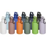 Vue 3 de Bouteille d’eau Oregon de 400 ml en plastique recyclé uni certifié RCS avec mousqueton
