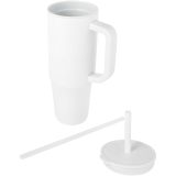 Vue 3 de Gobelet isotherme Brady 900 ml certifié RCS avec paille en silicone