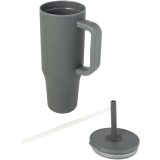 Vue 3 de Gobelet isotherme Brady 900 ml certifié RCS avec paille en silicone