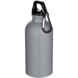 Vue 7 de Bouteille d’eau Oregon de 400 ml à simple paroi avec finition MATE, en acier inoxydable recyclé certifié RCS avec mousqueton