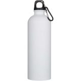 Vue 2 de Bouteille d’eau Oregon de 750 ml en acier inoxydable à simple paroi certifiée RCS, recyclé mat avec mousqueton