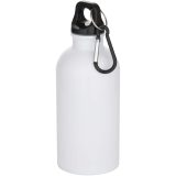 Vue 1 de Bouteille d’eau Oregon de 400 ml en acier inoxydable recyclé à simple paroi certifié RCS avec mousqueton (impression par subl