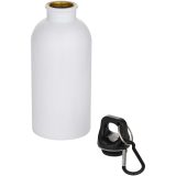 Vue 3 de Bouteille d’eau Oregon de 400 ml en acier inoxydable recyclé à simple paroi certifié RCS avec mousqueton (impression par subl