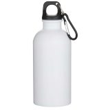 Vue 2 de Bouteille d’eau Oregon de 400 ml en acier inoxydable recyclé à simple paroi certifié RCS avec mousqueton (impression par subl