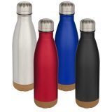 Vue 7 de Bouteille d’eau Cove de 500 ml en acier inoxydable isolée sous vide et à double paroi avec détails en liège
