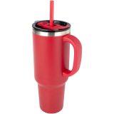 Vue 8 de Mug Sydney 1200 ml double paroi certifié RCS avec isolation par le vide et couche de cuivre avec paille