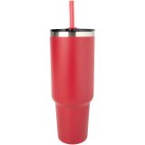 Vue 9 de Mug Sydney 1200 ml double paroi certifié RCS avec isolation par le vide et couche de cuivre avec paille