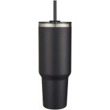 Vue 2 de Mug Sydney 1200 ml double paroi certifié RCS avec isolation par le vide et couche de cuivre avec paille