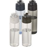 Vue 7 de Bouteille d'eau Theron de 700 ml en plastique recyclé RCS, avec bouchon double fonction et paille rabattable