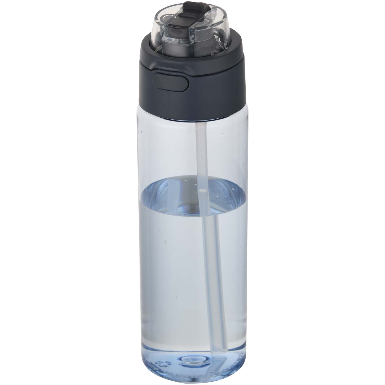 Bouteille d'eau Theron de 700 ml en plastique recyclé RCS, avec bouchon double fonction et paille rabattable