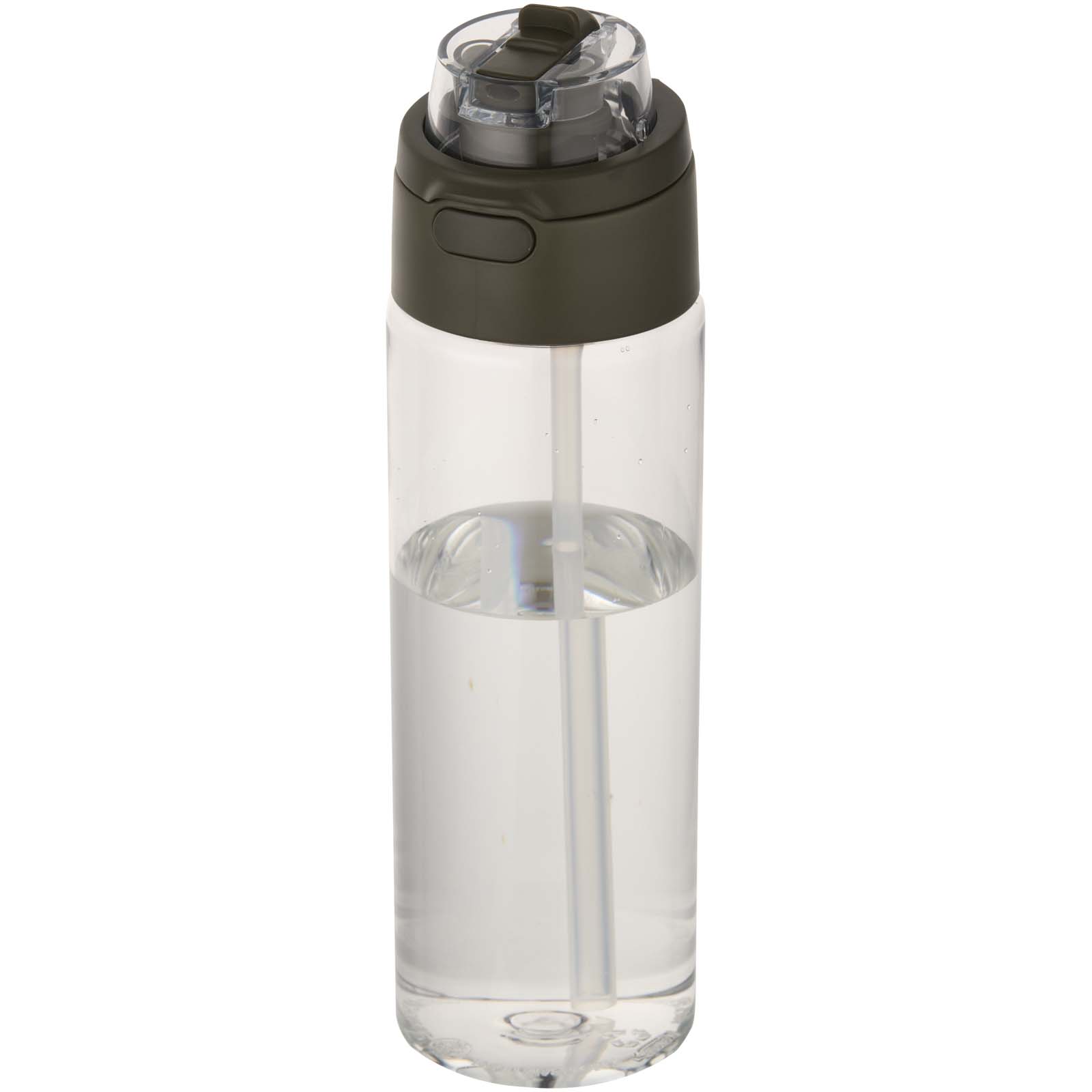 Bouteille d'eau Theron de 700 ml en plastique recyclé RCS, avec bouchon double fonction et paille rabattable