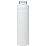 Vue 3 de Bouteille d'eau Theron 800 ml en acier inoxydable à simple paroi recyclé RCS, avec bouchon à double fonction et paille rabatt