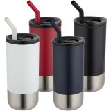 Vue 5 de Gobelet isotherme Grayson 480 ml certifié RCS avec paille en silicone