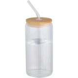 Vue 1 de Pot de 500 ml en verre borosilicate Mirage simple paroi avec couvercle en bambou