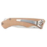 Vue 3 de Couteau de poche en bois Dave avec clip de ceinture